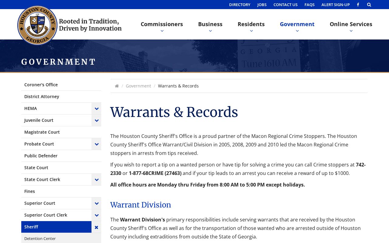 Houston County warrants and records contact information